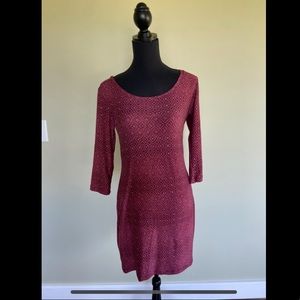 Long sleeve maroon printed bodycon dress